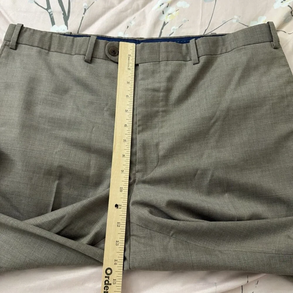 Peter Millar Wool Dress Pants Mens 42R Gray Straight Leg Flat Front Career